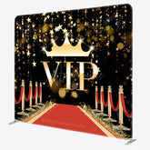 Aperturee - Aperturee Black Gold Vip Carpet Party Square Tension Backdrop